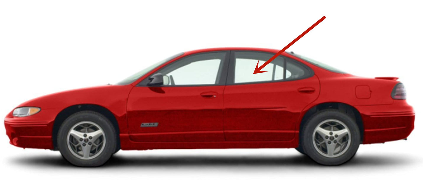 Driver Left Side Rear Door Window Door Glass Compatible with Pontiac Grand Prix 4 Door Sedan 1997-2003 Models