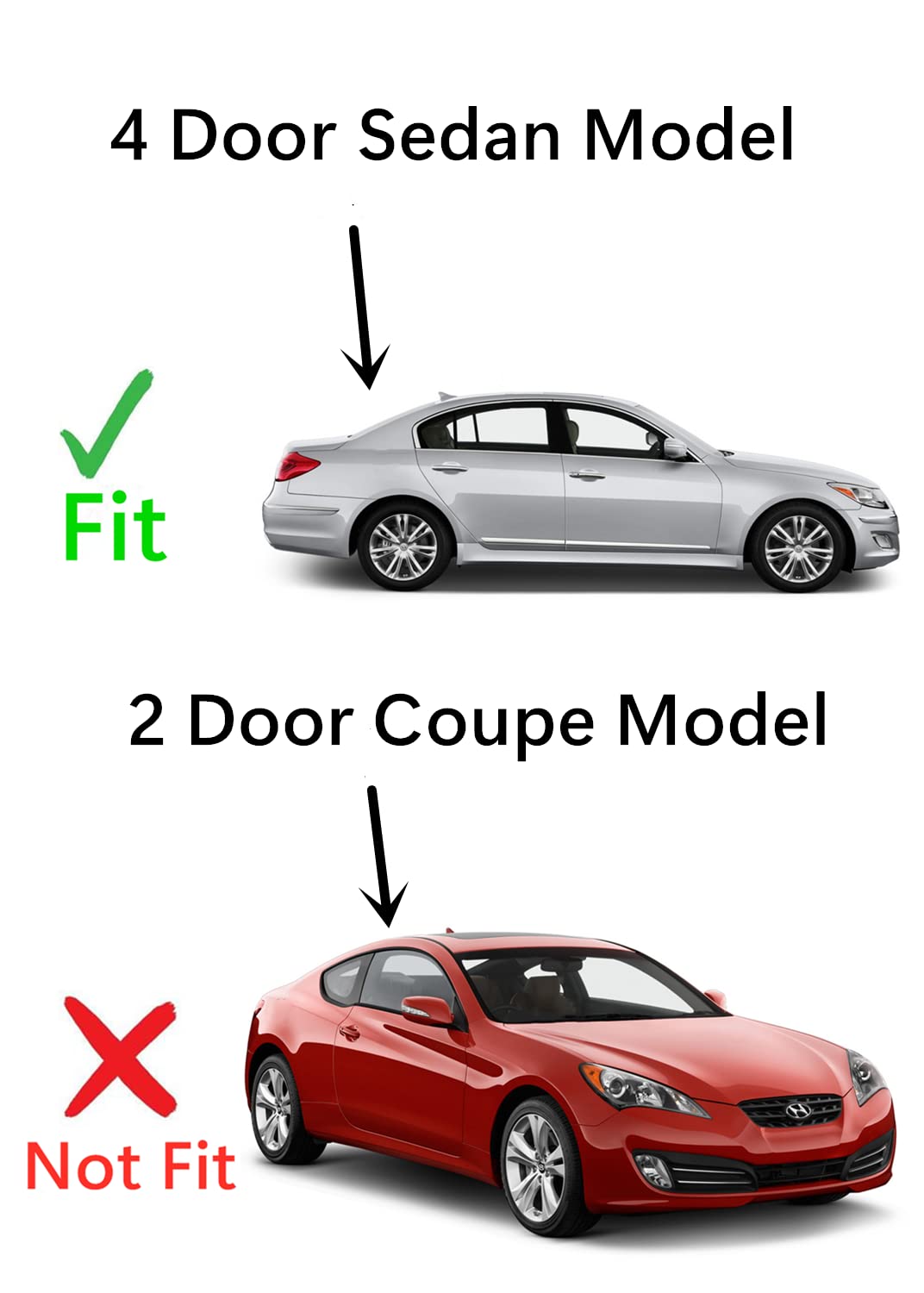 Tempered Passenger Right Side Rear Door Window Door Glass Compatible with Hyundai Genesis 4 Door Sedan 2009-2014 Models