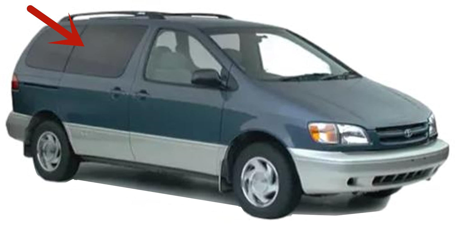 Passenger Right Side Rear Sliding Cargo Door Window Door Glass Compatible with Toyota Sienna 1998-2003 Models