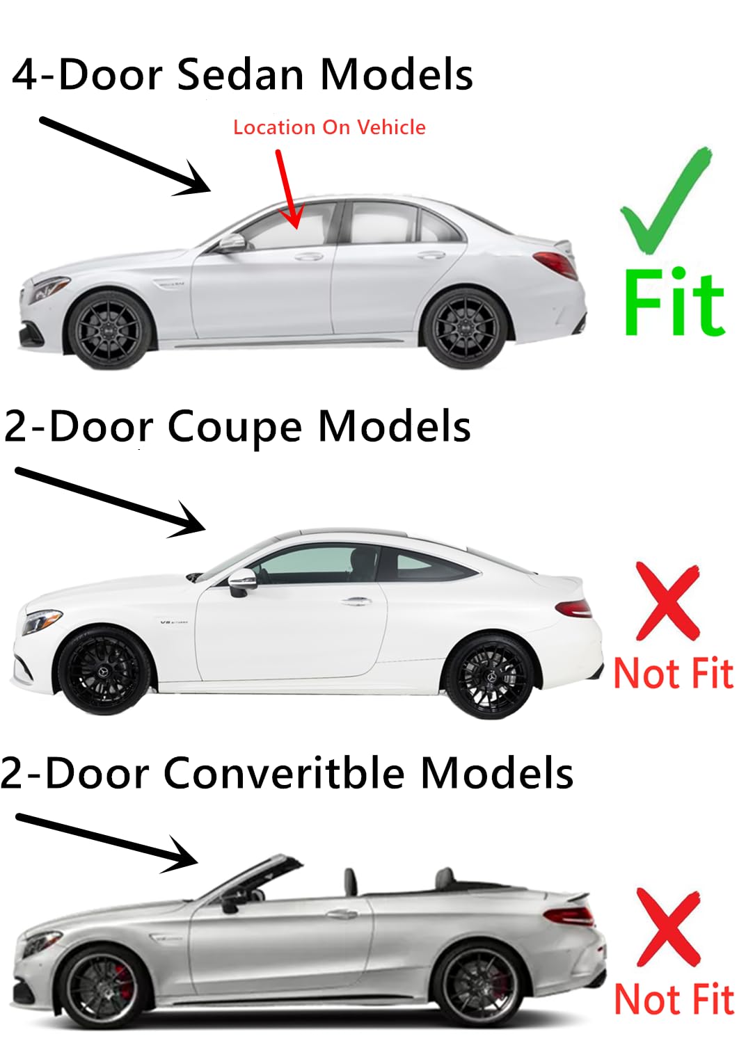 Laminated Driver Left Side Front Door Window Door Glass Compatible with Benz C300 / C400 / C63 AMG / C65 AMG 2015-2018 4-Door Sedan Models
