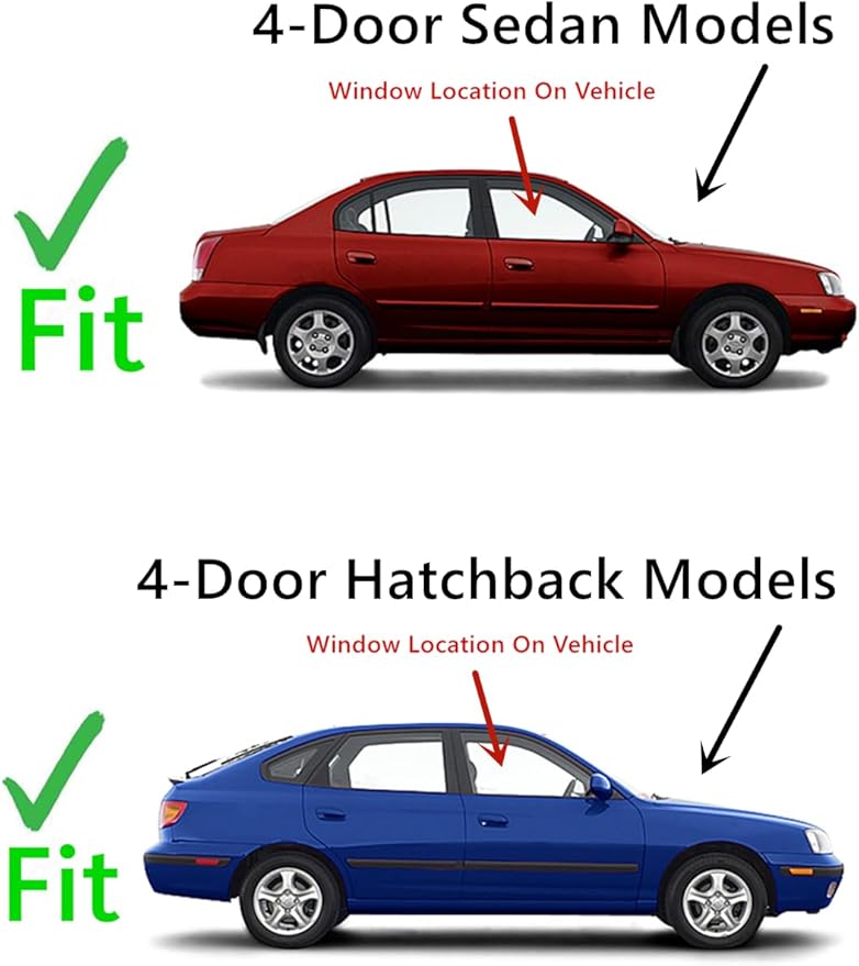 Passenger Right Side Front Door Window Door Glass Compatible with Hyundai Elantra 4 Door Sedan/Hatchback 2001-2006 Models