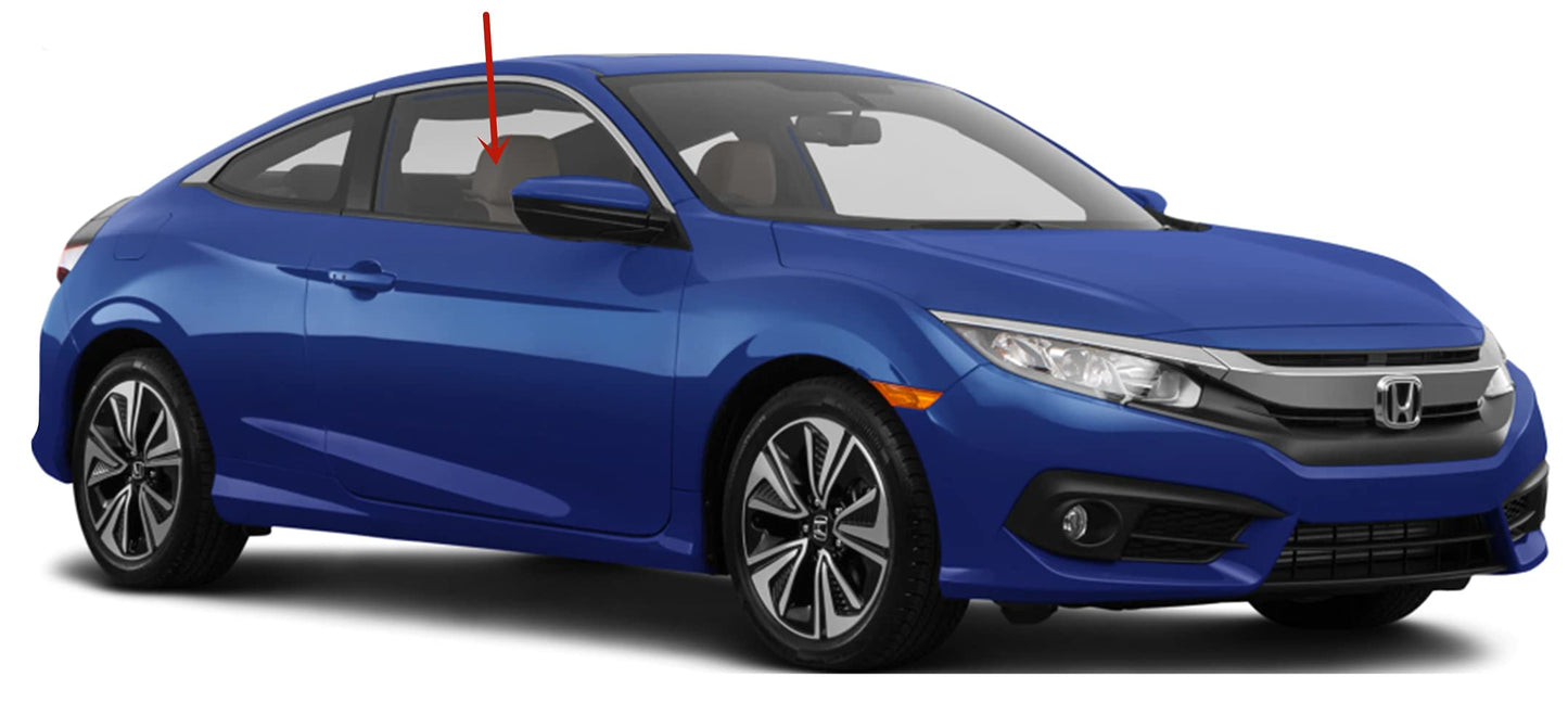 Passenger Right Side Door Window Door Glass Compatible with Honda Civic 2 Door Coupe 2016-2021 Models