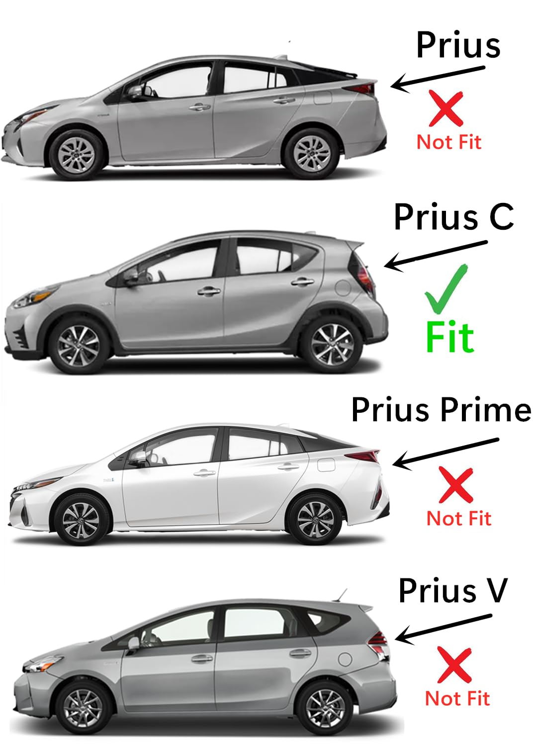 Driver Left Side Rear Door Window Door Glass Compatible with Toyota Prius C 4 Door Hatchback 2012-2019 Models