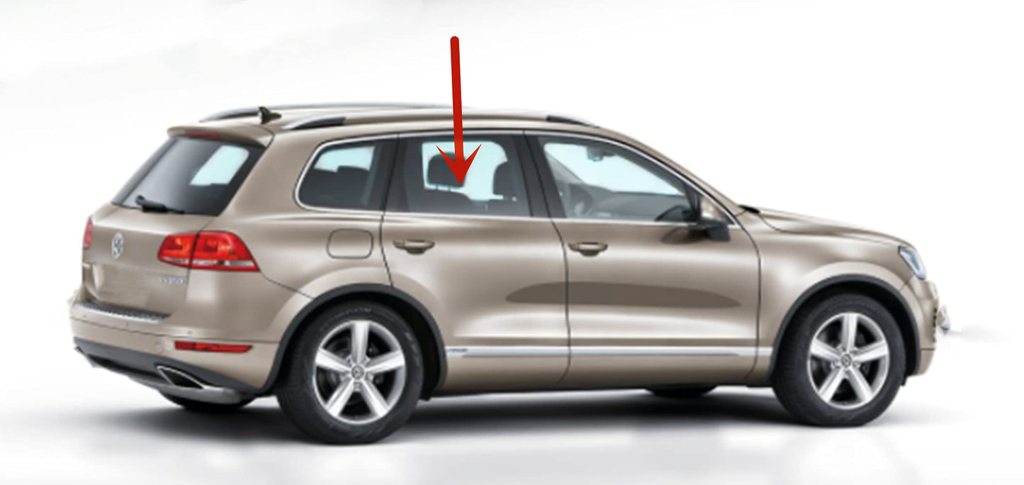 Passenger Right Side Rear Door Window Door Glass Compatible with Volkswagen Touareg 2004-2010 Models