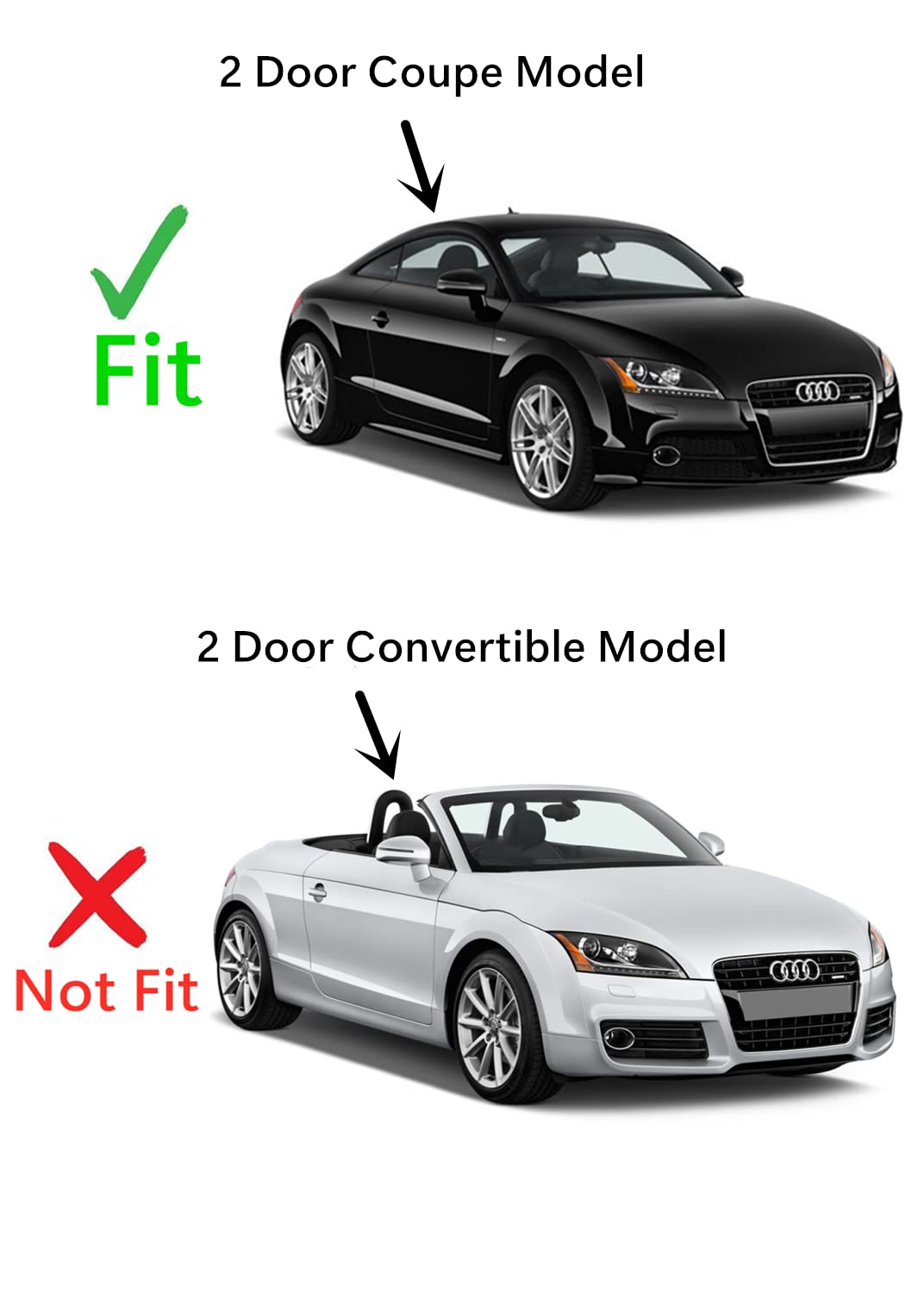 Tempered Passenger Right Side Door Window Door Glass Compatible with Audi TT 2 Door Coupe 2007-2015 Models (Not For Convertible Models)