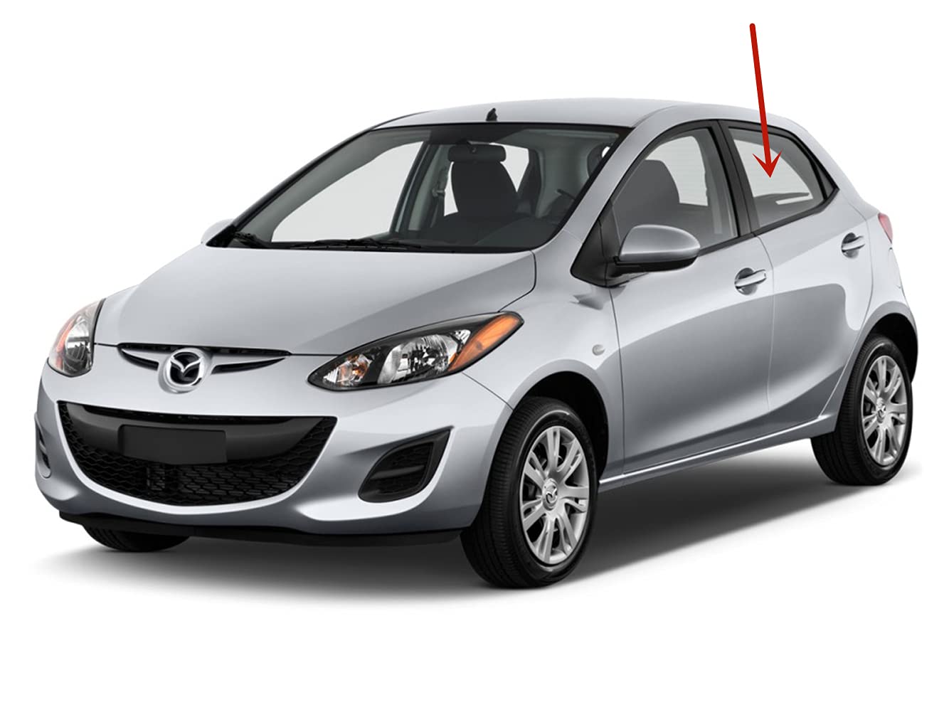 Driver Left Side Rear Door Window Door Glass Compatible with Mazda 2 2011-2015 Models
