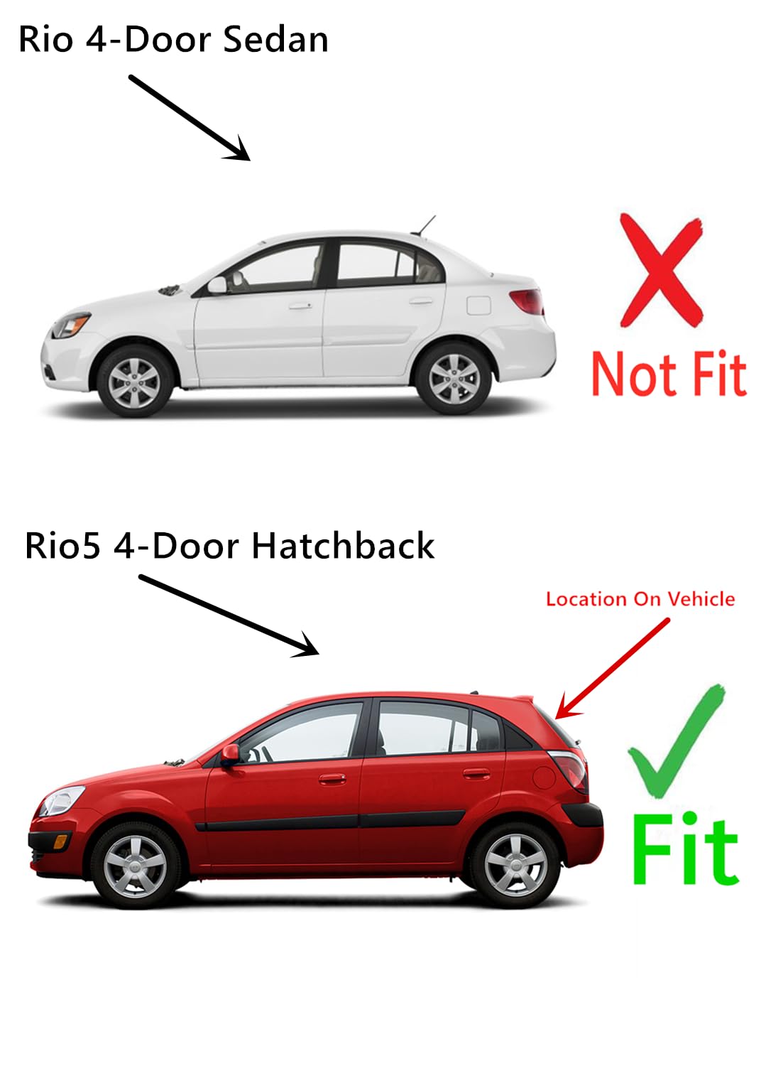 Heated Rear Back Window Back Glass Compatible with Kia Rio5 4-Door Hatchback 2006-2011 Models
