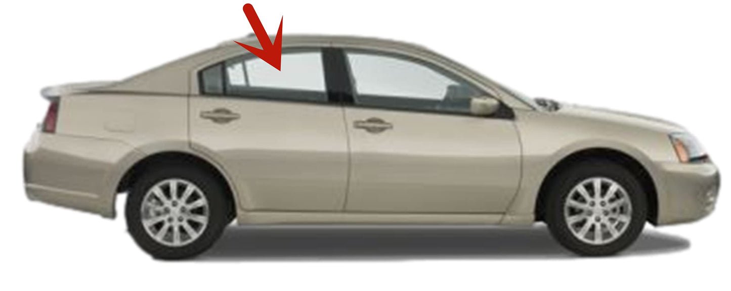 Passenger Right Side Rear Door Window Door Glass Compatible with Mitsubishi Galant 4 Door Sedan 2004-2012 Models