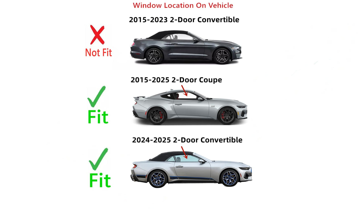 OE Passenger Right Side Door Window Door Glass Compatible with Ford Mustang 2-Door Coupe 2015-2025,Mustang 2-Door Convertible 2015-2025 Models