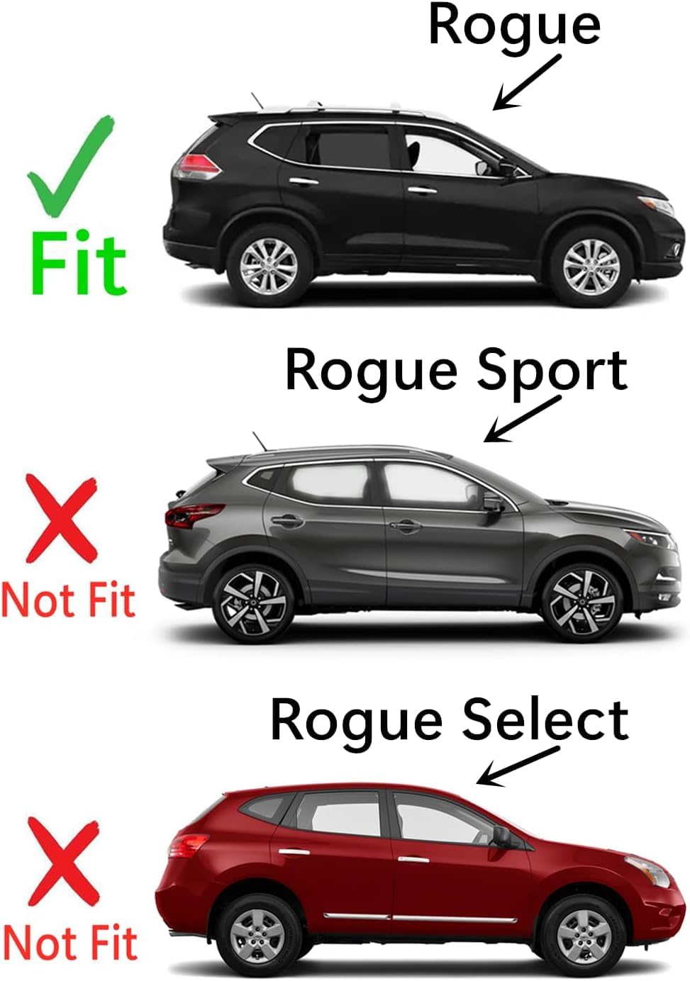 Passenger Right Side Quarter Window Quarter Glass Bright Trim Style Compatible with Nissan Rogue 2014-2020 Models (Not For Rogue Sport or Rogue Select)