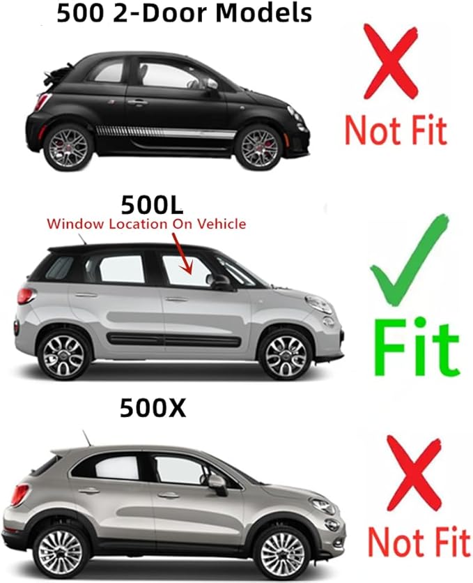 Passenger Right Side Front Door Window Door Glass Compatible with Fiat 500L 2014-2021 Models