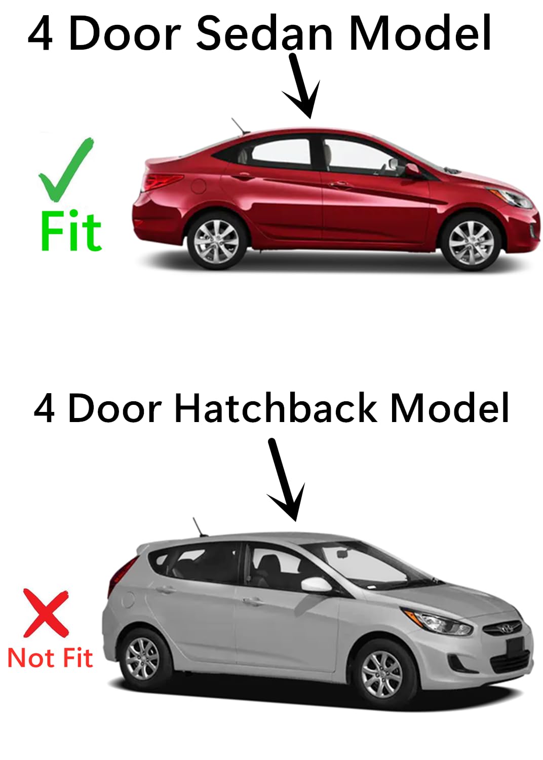 Tempered Passenger Right Side Rear Door Window Door Glass Compatible with Hyundai Accent 4 Door Sedan 2012-2017 Models