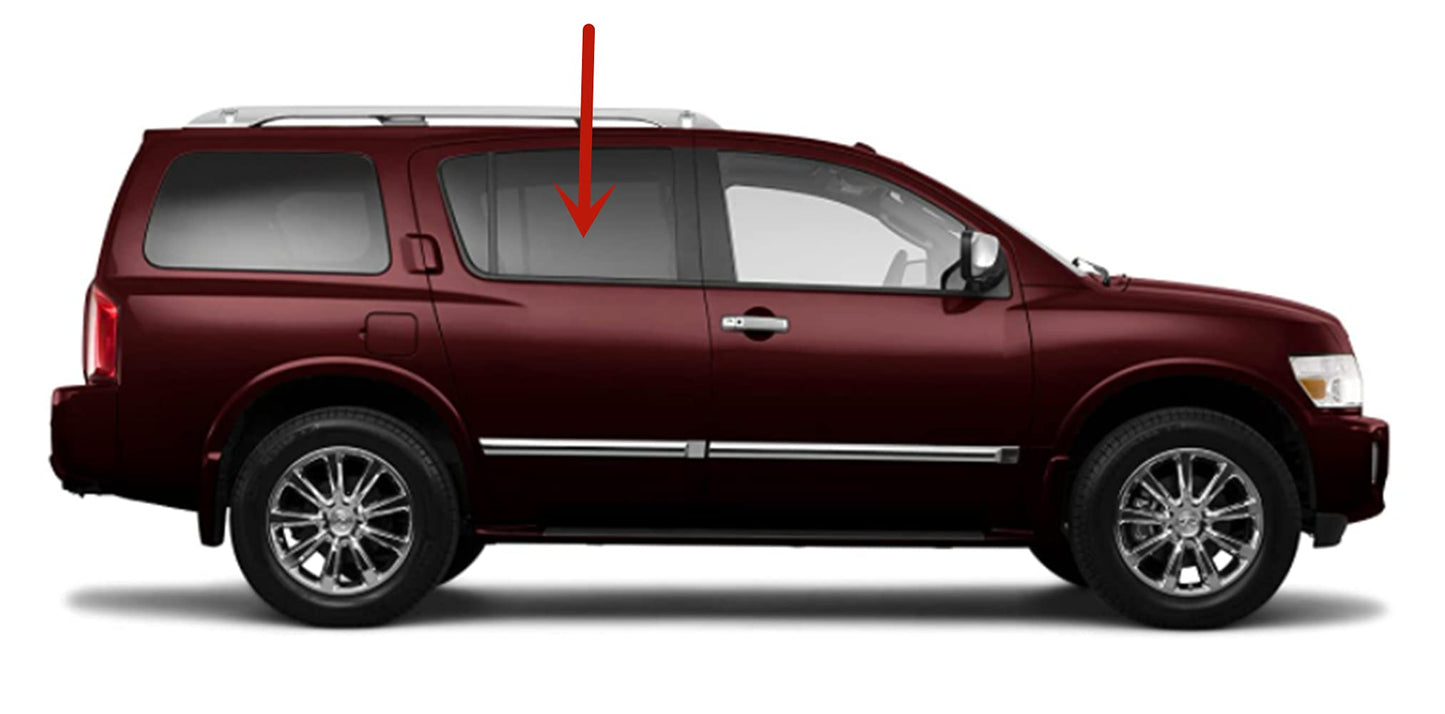 Passenger Right Side Rear Door Window Door Glass Compatible with Infiniti QX56 2004-2010 Models