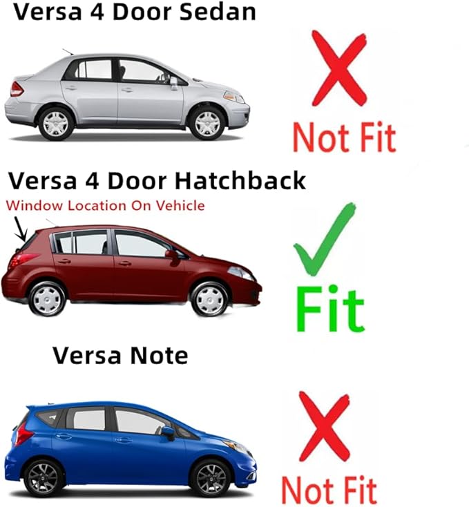 Back Window Back Glass Compatible with Nissan Versa 4 Door Hatchback 2007-2013 Models