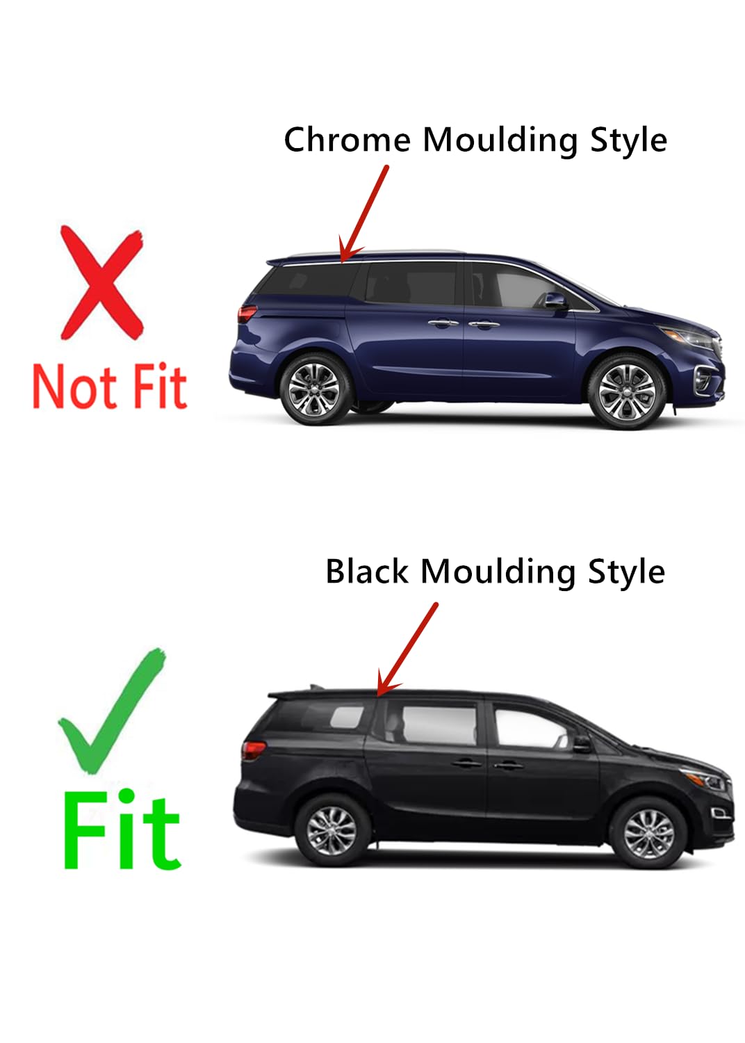 Black Moulding Style Passenger Right Side Rear Quarter Window Quarter Glass Compatible with Kia Sedona 2015-2021 Models