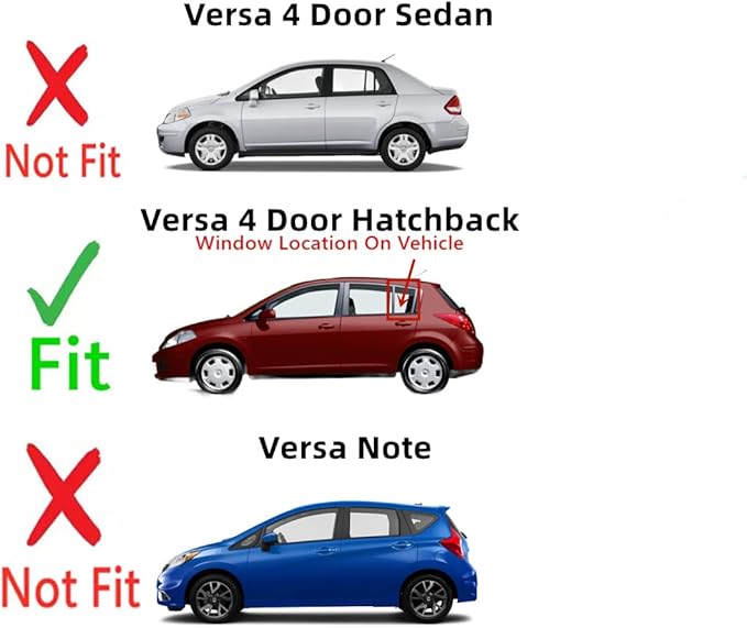 Driver Left Side Rear Vent Window Vent Glass Compatible with Nissan Versa 4 Door Hatchback 2007-2013 Models