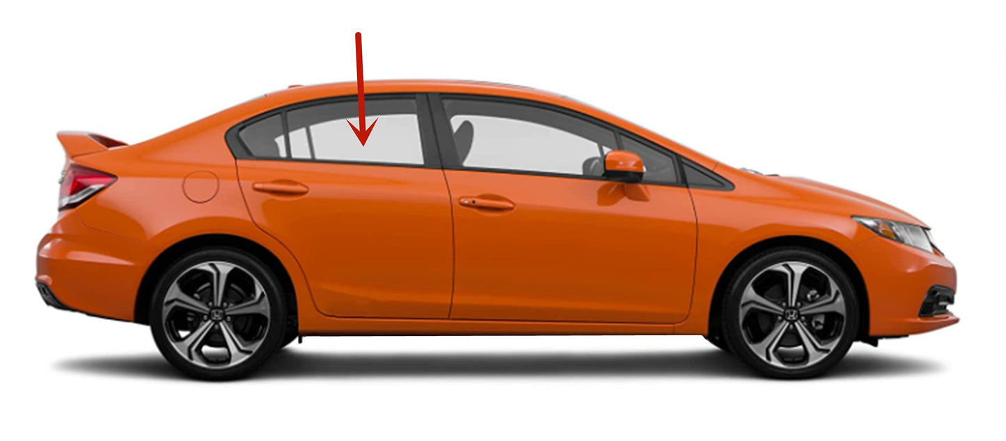 Passenger Right Side Rear Door Window Door Glass Compatible with Honda Civic 4 Door Sedan 2012-2015 Models