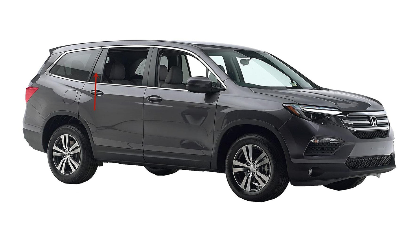 Passenger Right Side Rear Vent Window Vent Glass Compatible with Honda Pilot 2016-2022 / Passport 2019-2021 Models