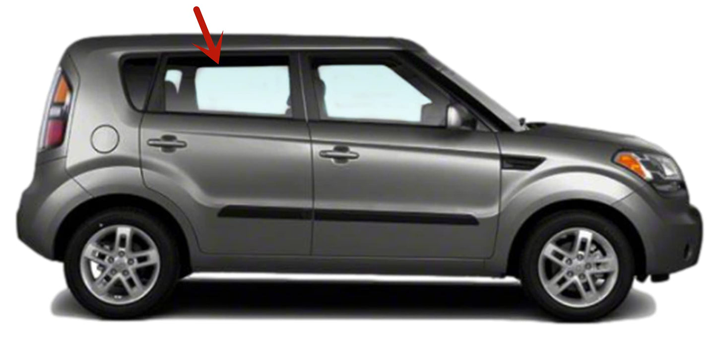 Passenger Right Side Rear Door Window Door Glass Compatible with Kia Soul 2010-2013 Models