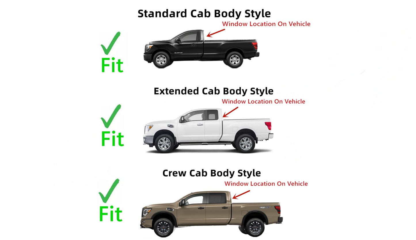 Manual Rear Back Slider Window Back Glass Compatible with Nissan Titan / Titan XD 2016-2025 Models