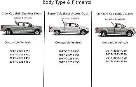 Stationary Heated Rear Back Window Back Glass Compatible with Ford F250 F350 F450 F550 2017-2025 Models (Not For F150, F650,Or F750)