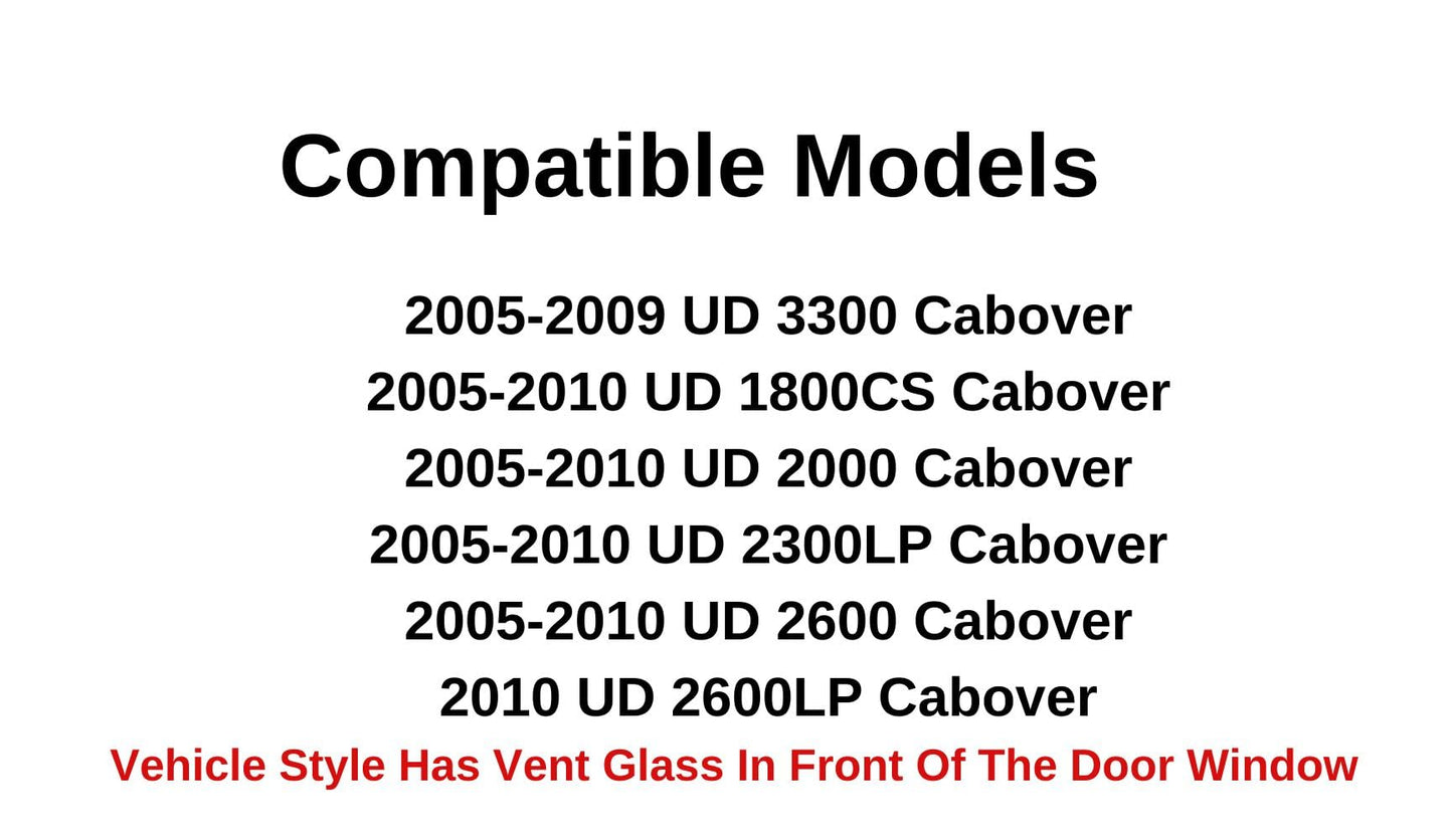Passenger Right Side Door Window Door Glass Compatible with Nissan UD1800 UD2000 UD2300 UD2600 UD3300 2005-2010 Models