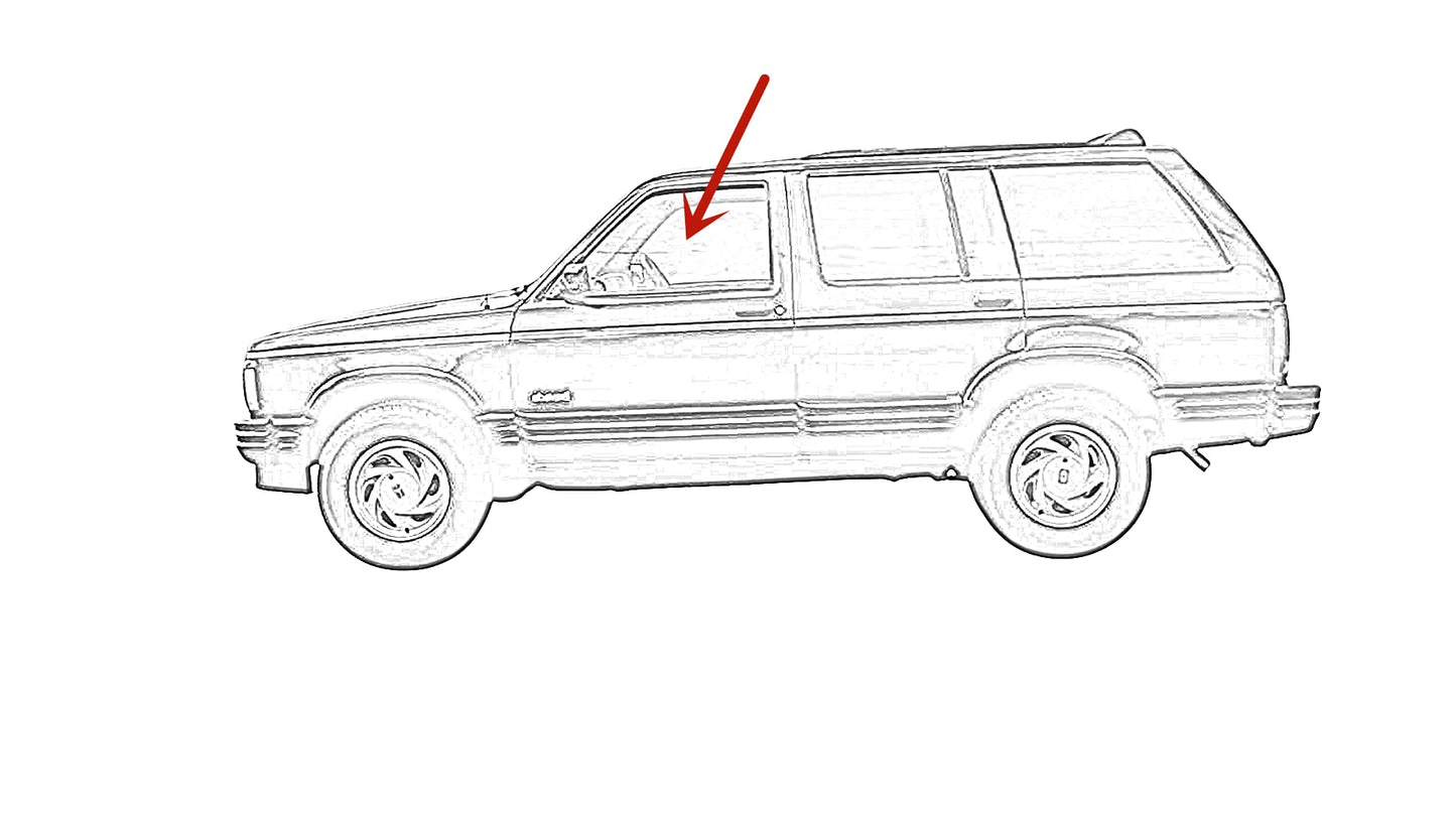 Driver Left Side Front Door Window Door Glass Compatible with Oldsmobile Bravada 1993-1994 Models