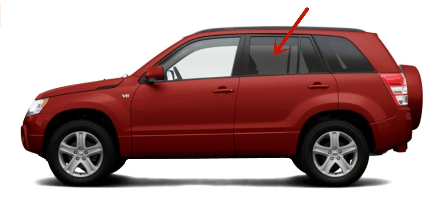 Driver Left Side Rear Door Window Door Glass Compatible with Suzuki Grand Vitara 2006-2013 Models