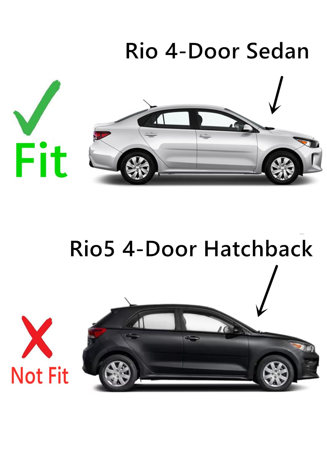 Tempered Glass Right Rear Passenger Side Window for Kia Rio 4-Door Sedan 2018-2023, Transparent