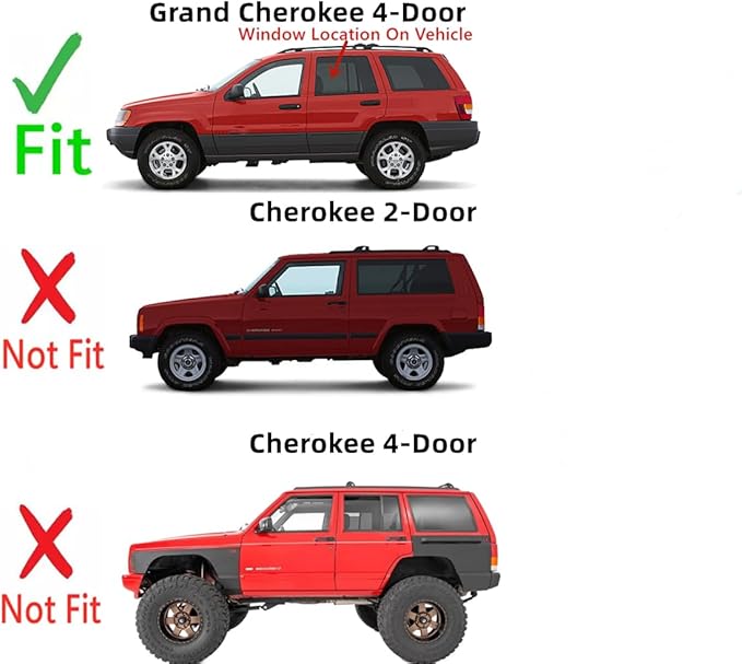 Driver Left Side Rear Door Window Door Glass Compatible with Jeep Grand Cherokee 1999-2004 Models