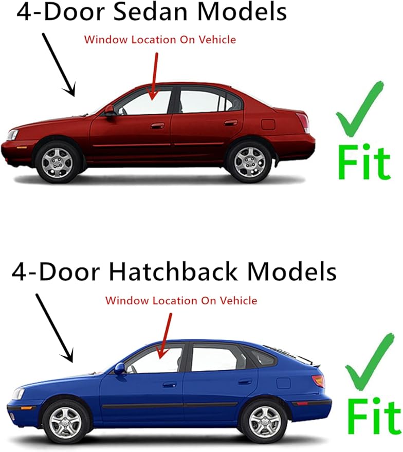Driver Left Side Front Door Window Door Glass Compatible with Hyundai Elantra 4 Door Sedan & 4 Door Hatchback 2001-2006 Models