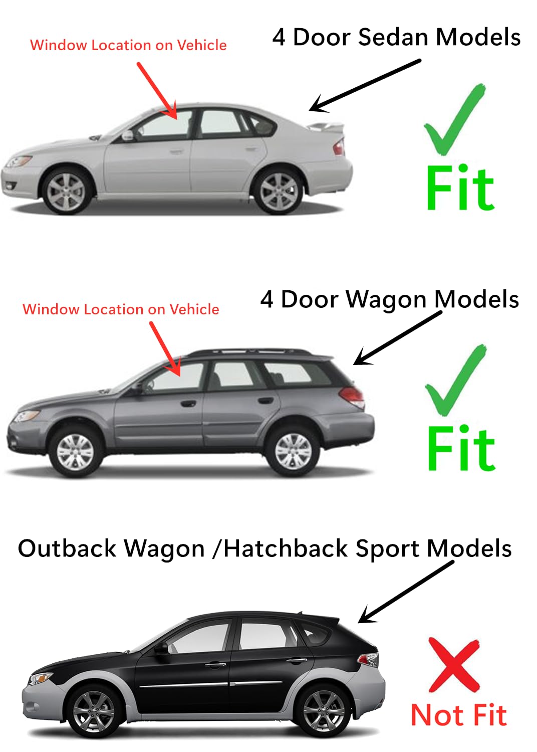 Driver Left Side Front Door Window Door Glass Compatible with Subaru Legacy/Subaru Outback 4 Door Sedan/Wagon 2005-2009 Models