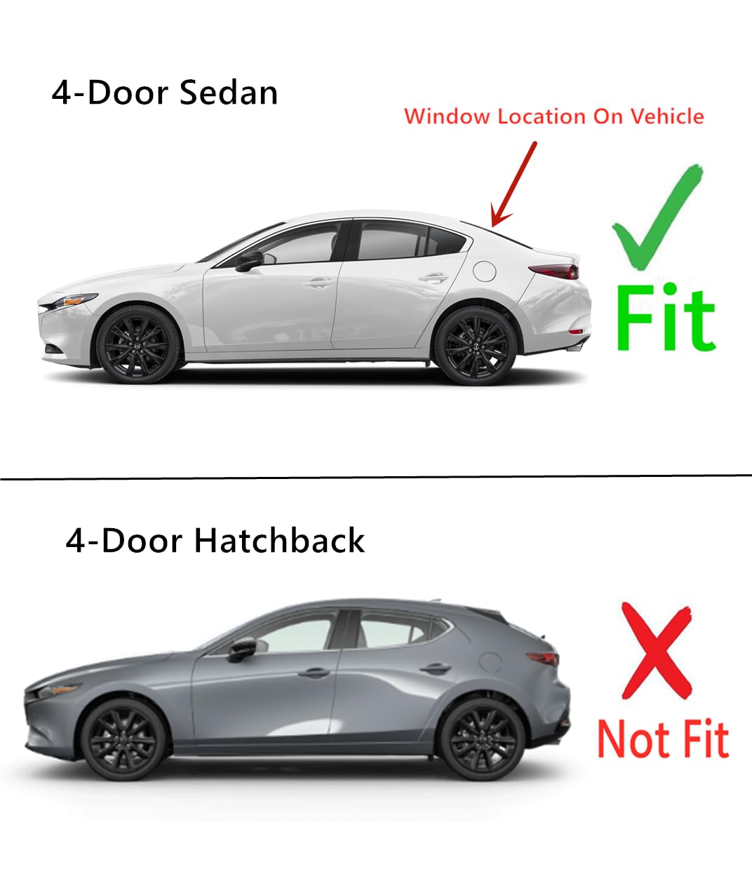 Heated Rear Back Window Back Glass Compatible with Mazda 3 4-Door Sedan 2019-2025 Models (Not For Hatchback)