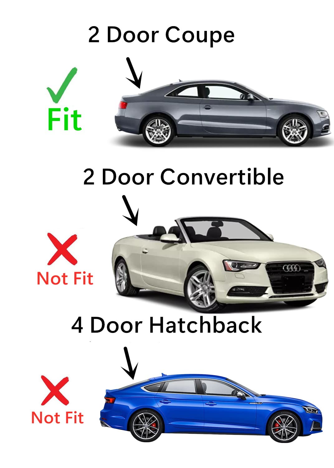 Tempered Passenger Right Side Door Window Door Glass Compatible with Audi A5 S5 RS5 2008-2016 2-Door Coupe Models Only (Not For Convertible or Hatchback)