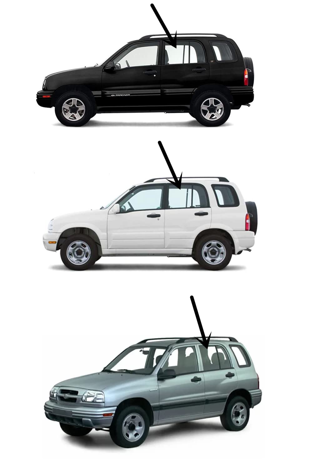 Clear Tempered Driver Left Side Rear Door Window Door Glass Compatible with Chevrolet Tracker/Suzuki Grand Vitara/Suzuki Vitara 1999-2005 Models (Not For Grand Vitara XL-7)