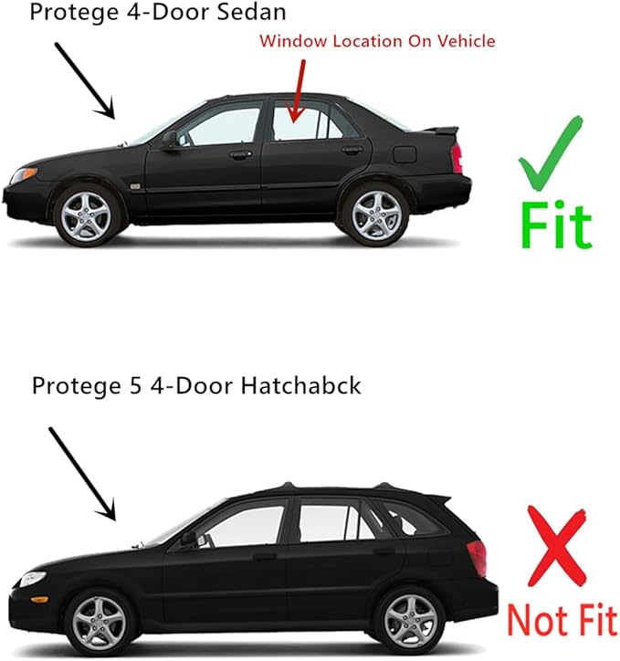 Driver Left Side Rear Door Window Door Glass Compatible with Mazda Protege 1999-2003 Models