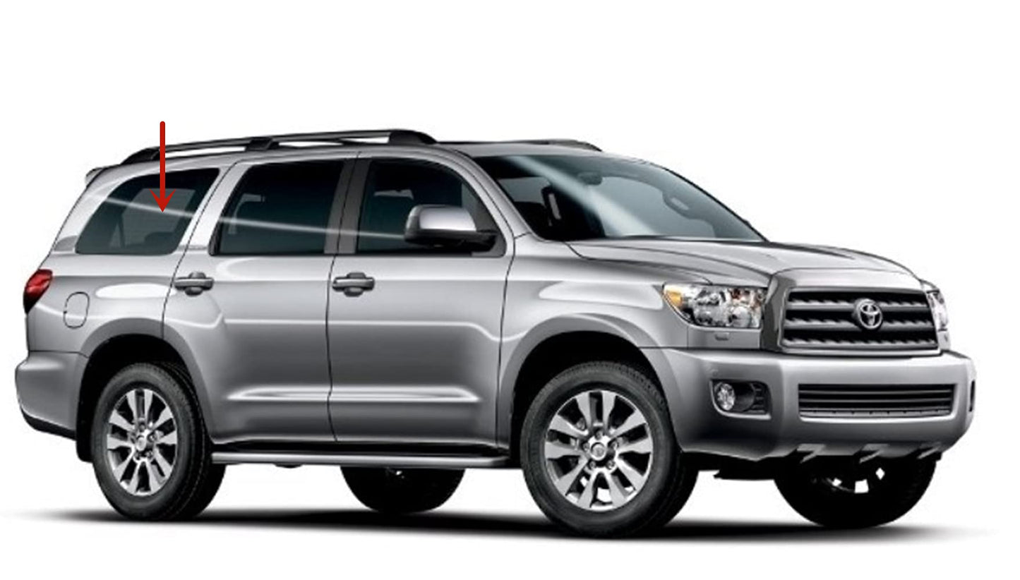 Passenger Right Side Rear Quarter Glass Quarter Window W/Antenna Style Compatible with Toyota Sequoia 2008-2022 Models