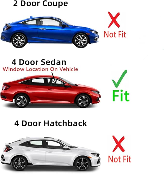 Passenger Right Side Front Door Window Door Glass Compatible with Honda Civic 2016-2021 / Insight 2019-2022 4 Door Sedan Models