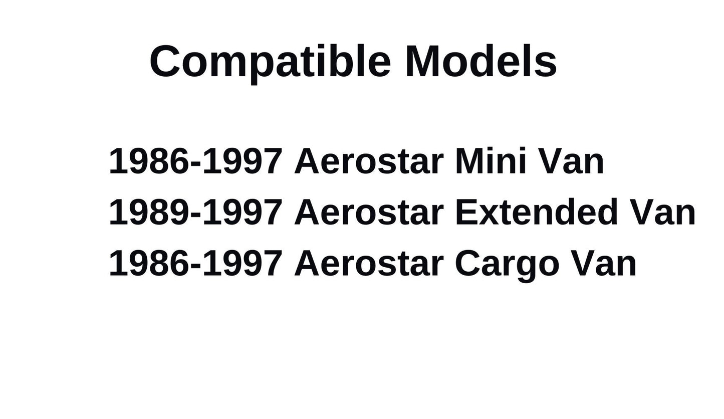 Driver Left Side Front Door Window Door Glass Compatible with Ford Aerostar Van 1986-1997 Models