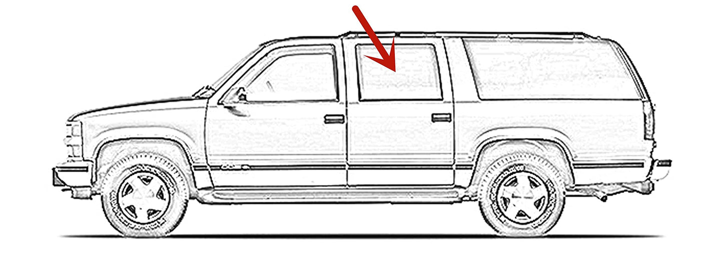 Driver Left Side Rear Door Window Door Glass Compatible with GMC Suburban 1993-1999 Models