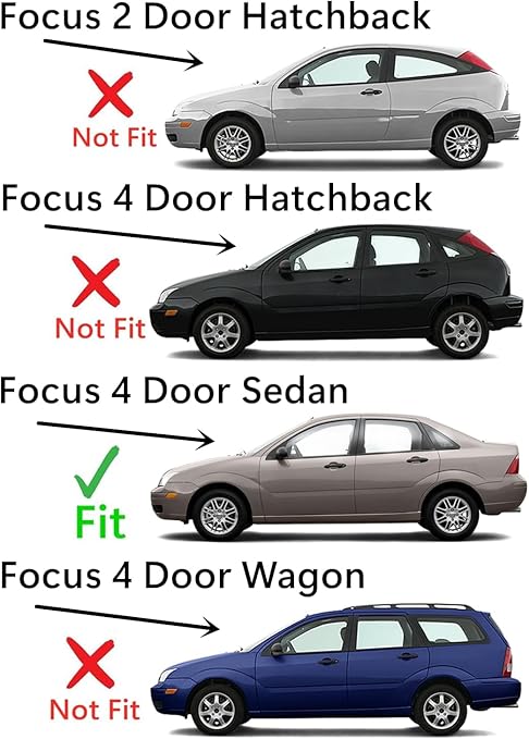 Privacy Driver Left Side Rear Quarter Window Quarter Glass Compatible with Ford Focus 4-Door Sedan 2000-2007 Models