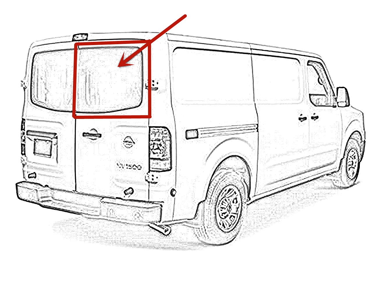 Heated Back Window Back Glass Passenger Right Side Compatible with Nissan NV1500 NV2500 NV3500 2012-2020 Models