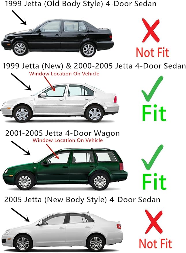 Driver Left Side Front Door Window Door Glass Compatible with Volkswagen Jetta 2000-2005 / Jetta (New) 1999 Models