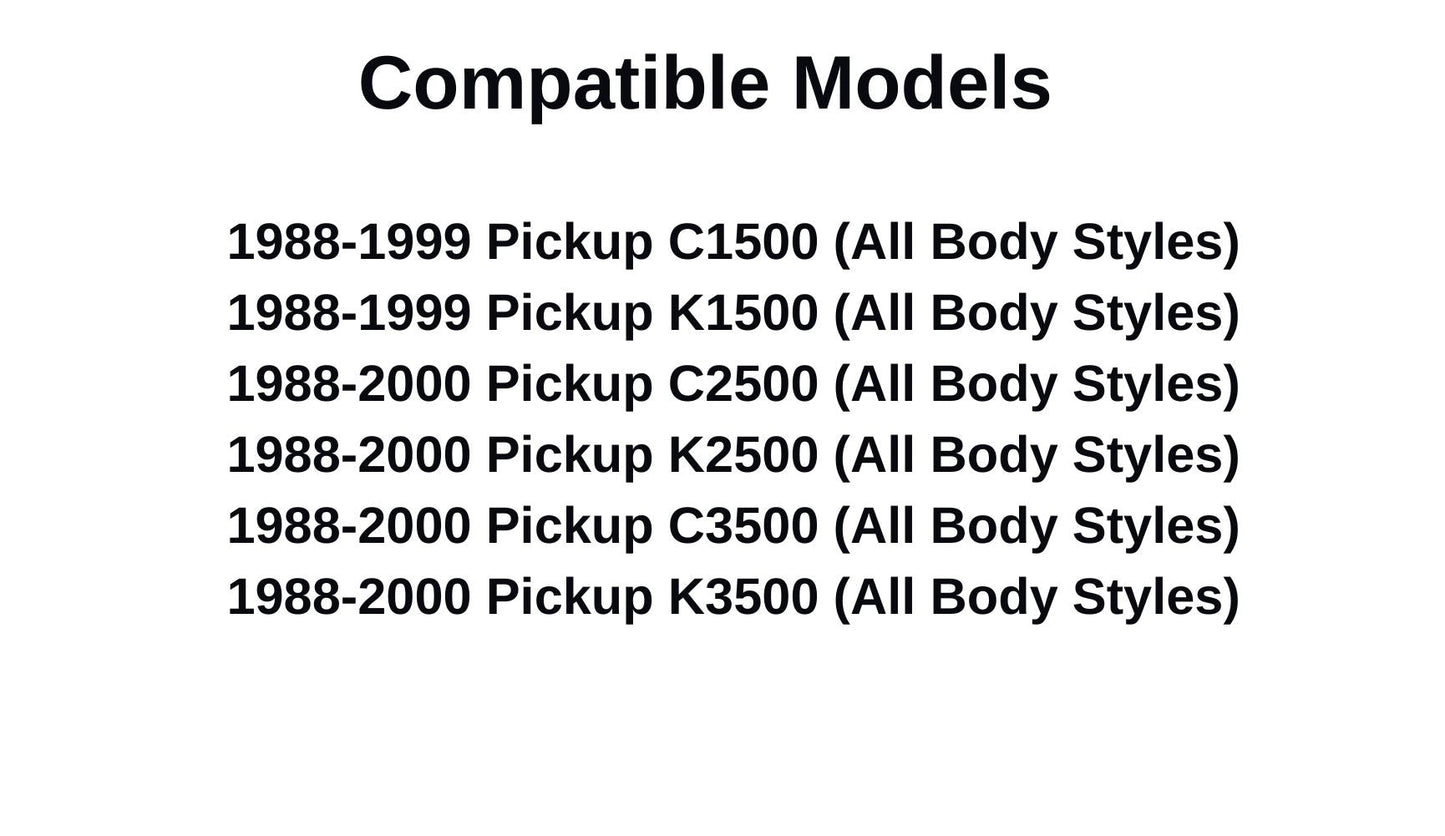 Privacy Stationary Back Window Back Glass Compatible with Chevrolet Pickup/GMC Pickup 1988-1999 C1500 K1500 Models/1988-2000 C2500 K2500 C3500 K3500 Models