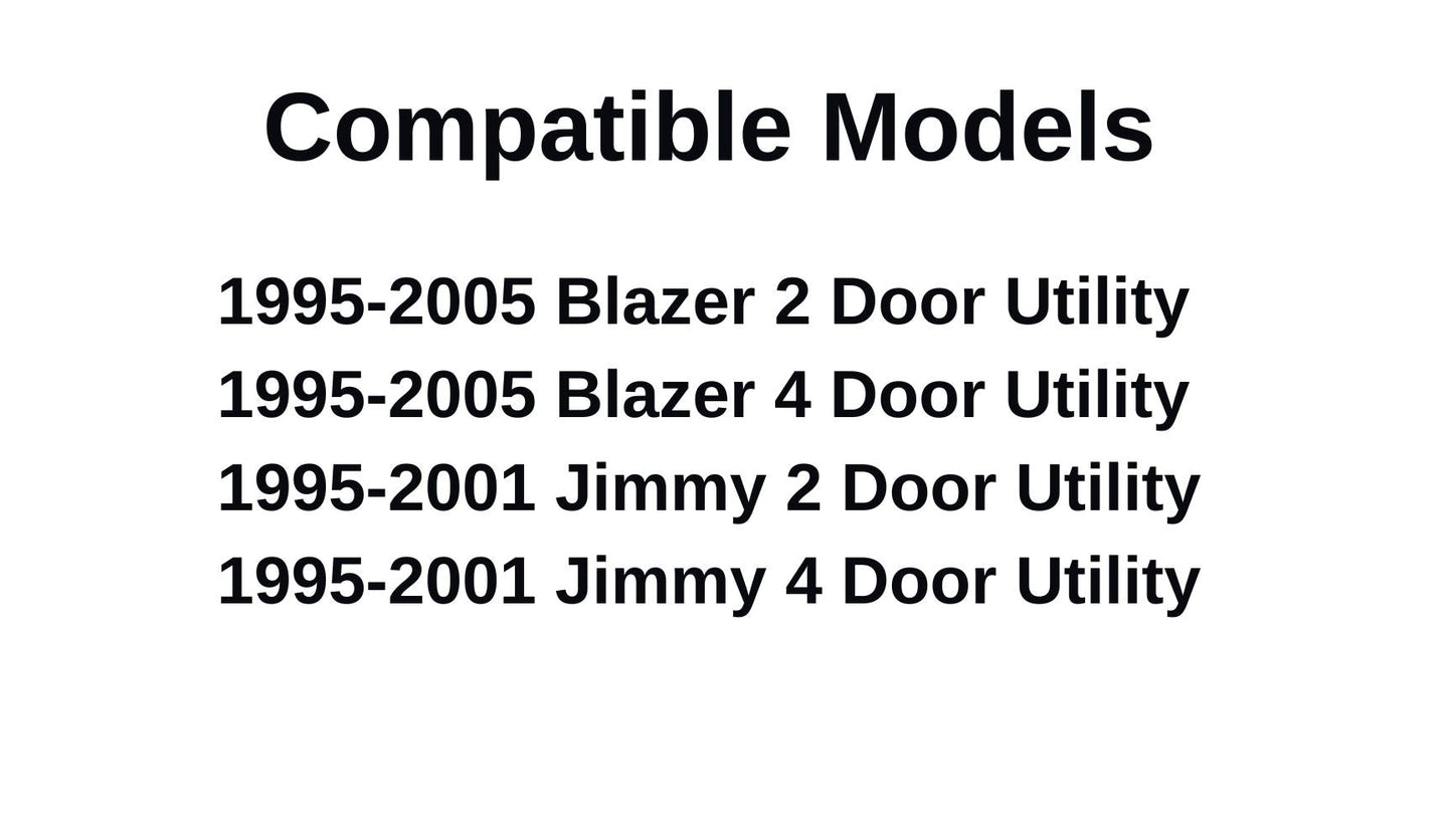 Passenger Right Side Front Door Window Door Glass Compatible with Chevrolet Blazer 1995-2005/GMC Jimmy 1995-2001 Models