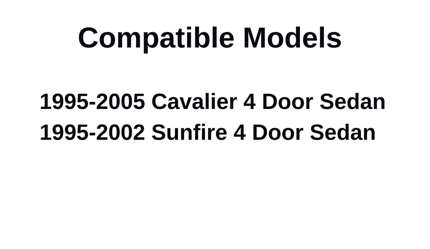 Passenger Right Side Front Door Window Door Glass Compatible with Chevrolet Cavalier 4 Door Sedan 1995-2005 Models / Compatible with Pontiac Sunfire 4 Door Sedan 1995-2002 Models