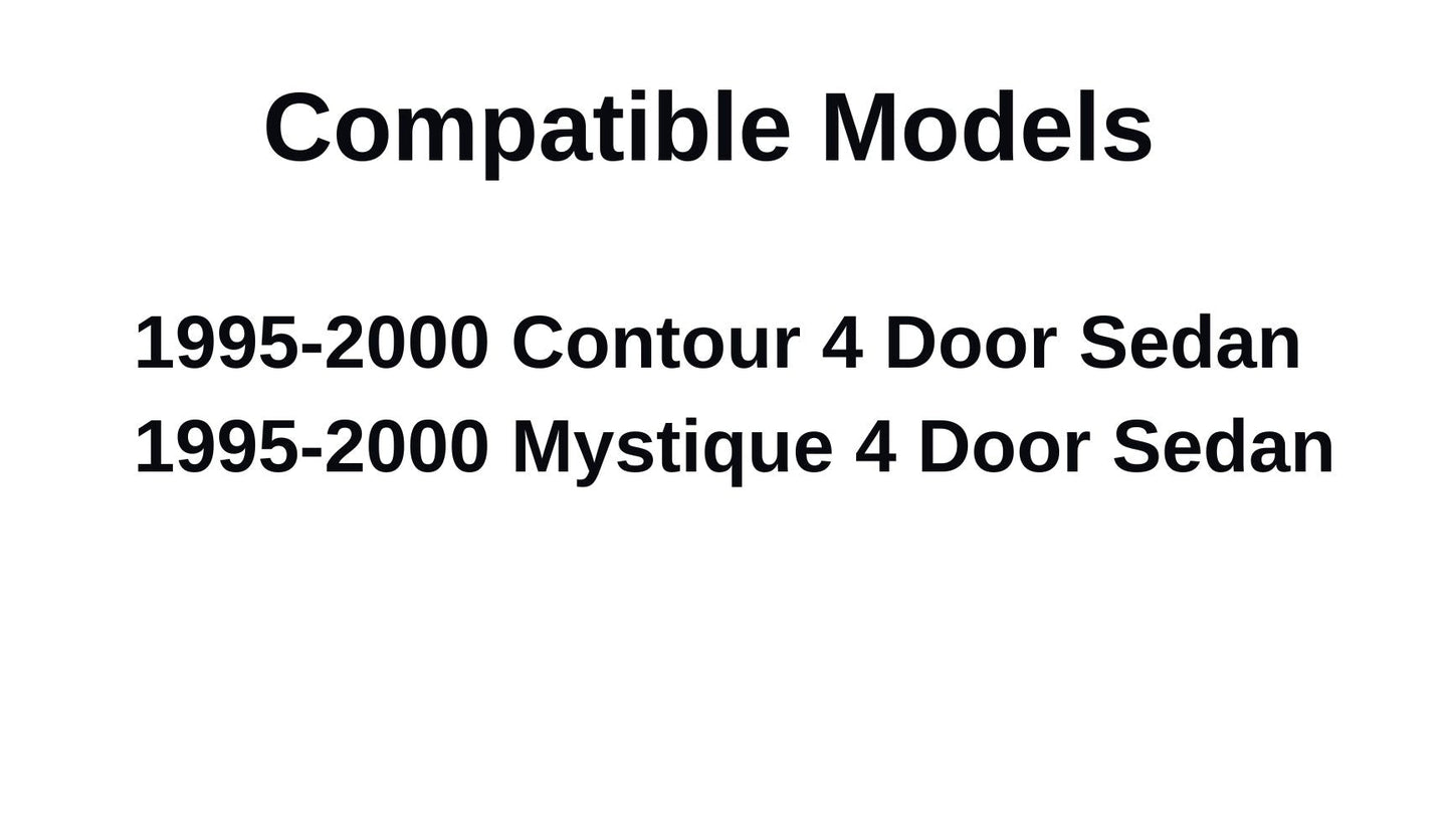 Driver Left Side Front Door Window Door Glass Compatible with Ford Contour/Mercury Mystique 4 Door Sedan 1995-2000 Models