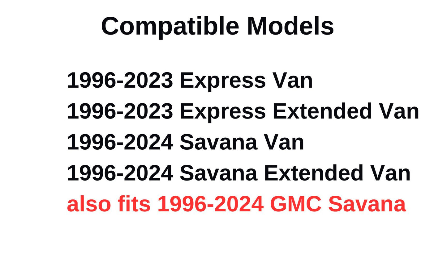 Movable With All Hardware Back Glass Back Window Driver Left Side Compatible with GMC Savana 1996-2024 / Chevrolet Express Van 1996-2023 Models