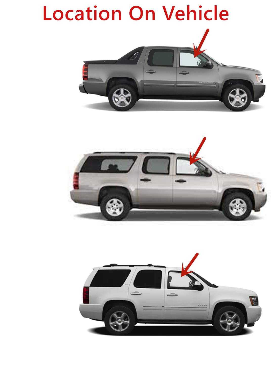 Passenger Right Side Front Door Window Door Glass Compatible with Chevrolet Tahoe / Avalanche / Suburban 2007-2011 Models