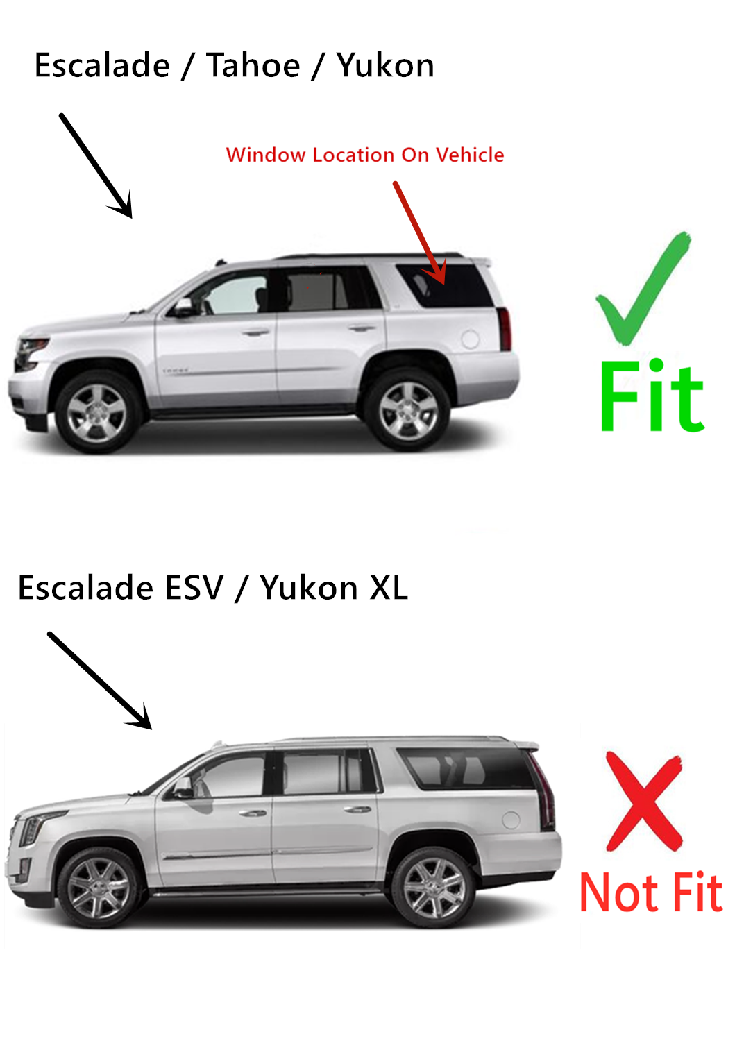 Driver Left Side Quarter Glass Quarter Window W/Alarm Feature Compatible with Cadillac Escalade/Chevrolet Tahoe/GMC Yukon 2015-2020 Models